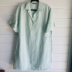 Lafayette 148 Mint Green Linen Shirt Dress